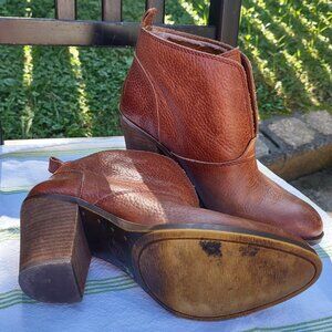 Lucky Brand Ehllen Heeled Ankle Bootie Cognac Brown Sz7